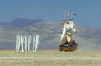 Sailboat criusing the desert during Burning Man fun