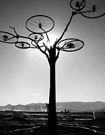 Tree made of bicycle parts