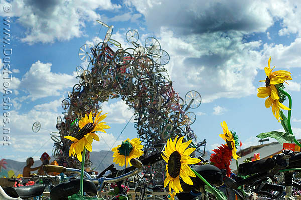 Portal made of bicycle parts in front of Center Camp