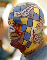 Body painted head of man