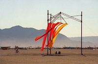 Wind playing with the banners in Black Rock City