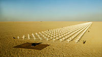 Desert graveyard art installation of war victims