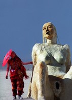 Burning Man sculpture of females Sirens by Deirdre de Franceaux