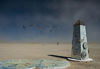 Burning Man kite flying in dust storm
