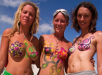 3 body painted girls
