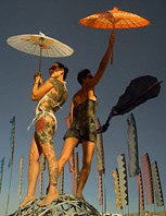 Women posing with umbrellas