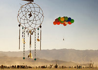 Burning Man art sculpture and Balloon performance