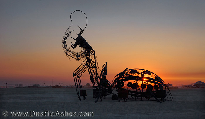 Abstract art installation depicting Ladybug with horned