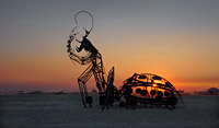 Metal Ladybug art sculpture