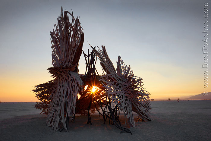abstract wood art installation