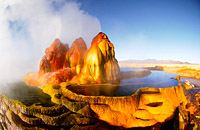 Water cascades of natural springs in Nevada desert
