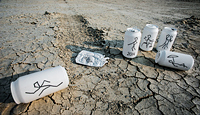 Burning Man Stick Figures on the soda cans