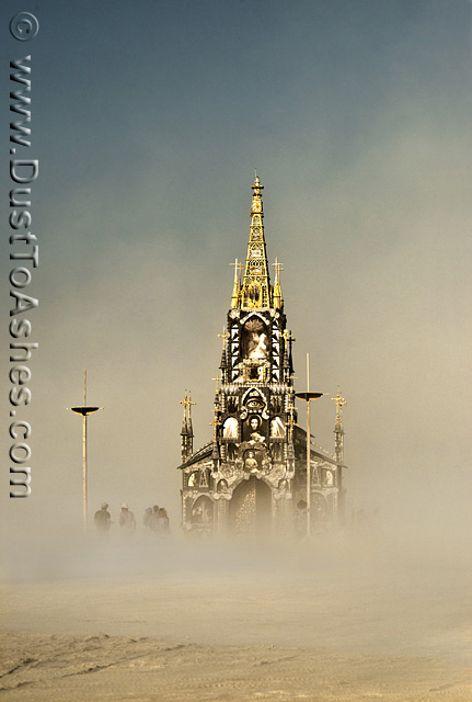 Church re-emerging from dust layers