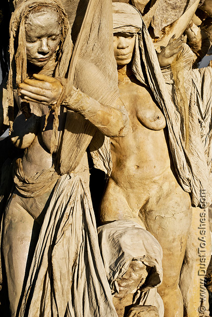 Very realistic sculpture of women torsos