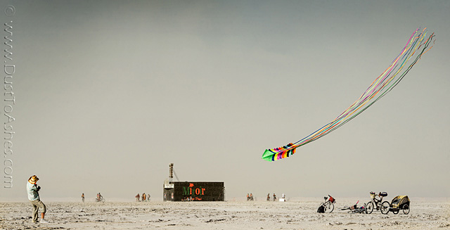 Flying Kites in desert