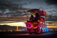 Neon Bus covered with colorful LED lights