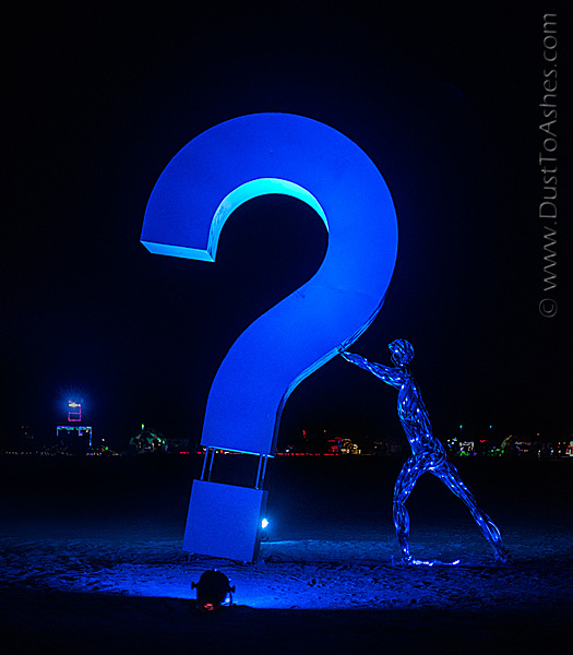 Man holding the question mark
