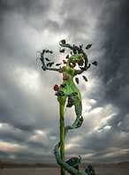 Alien against the stormy sky