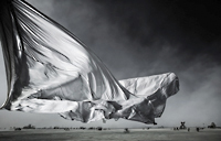 White sheet of cloth in storm