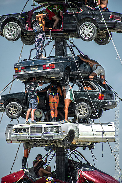 Junk cars art sculpture