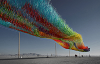 Mesmerizing art sculpture of a giant canvas moving in the wind