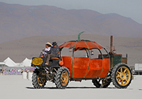 Art car in the shape of a giant pumpkin